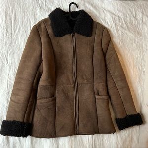 Dark Brown Genuine Shearling Women’s Coat Small/Medium.